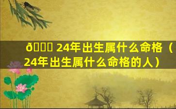 🐘 24年出生属什么命格（24年出生属什么命格的人）